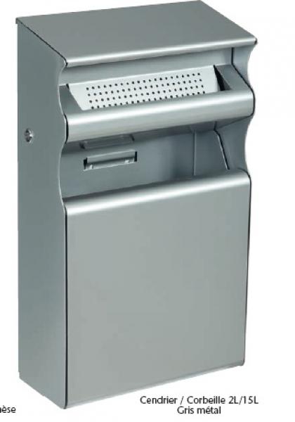 Cendrier-corbeille 2/15L Lenaco Gris métal